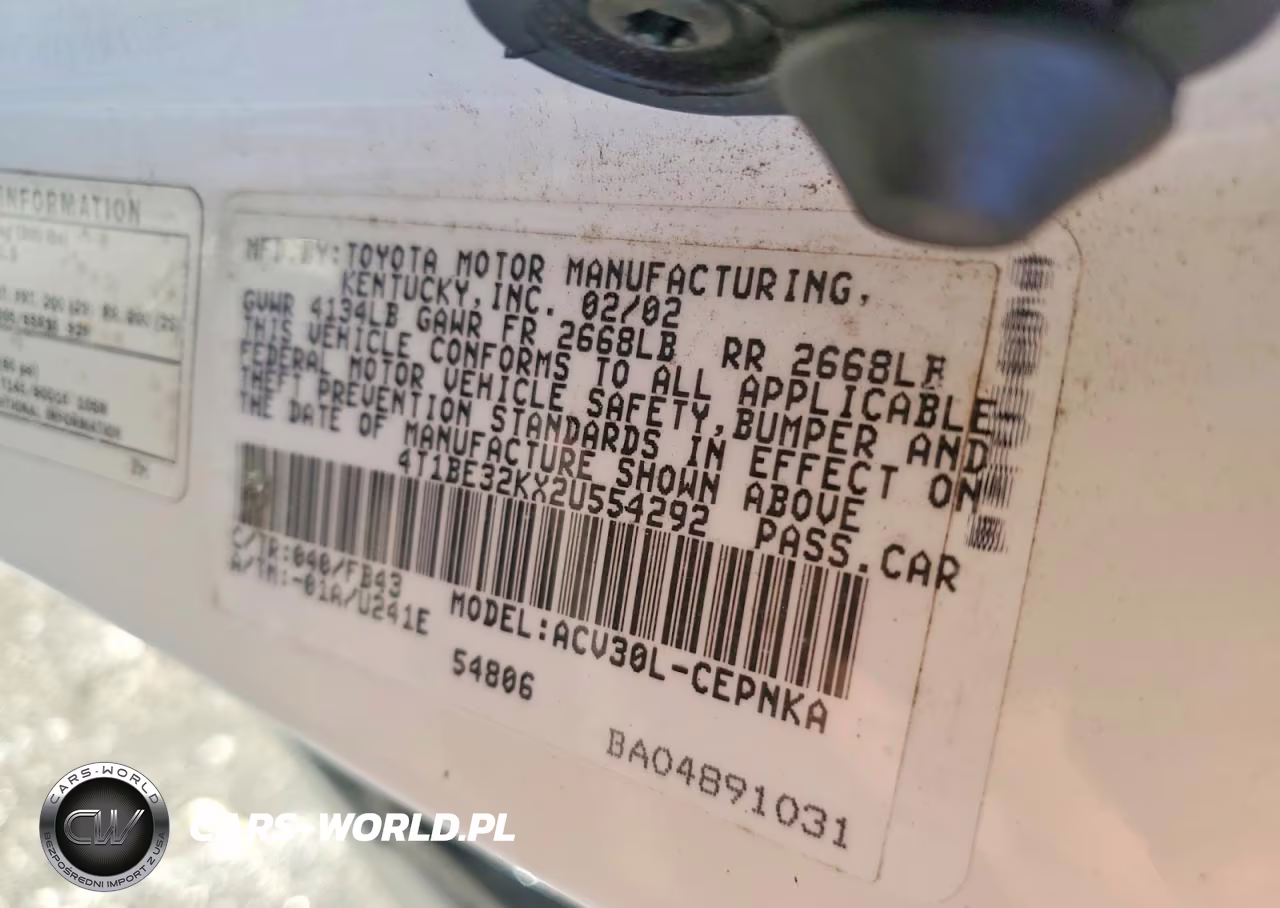2002 Toyota Camry Le VIN:4T1BE32KX2U554292 - 12