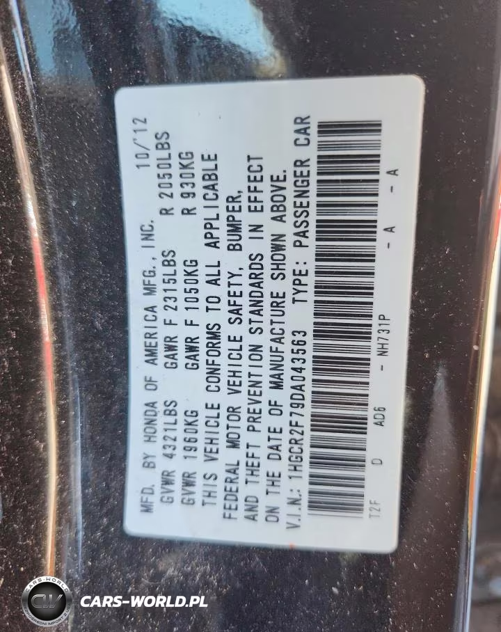 2013 Honda Accord Ex VIN:1HGCR2F79DA043563 - 12