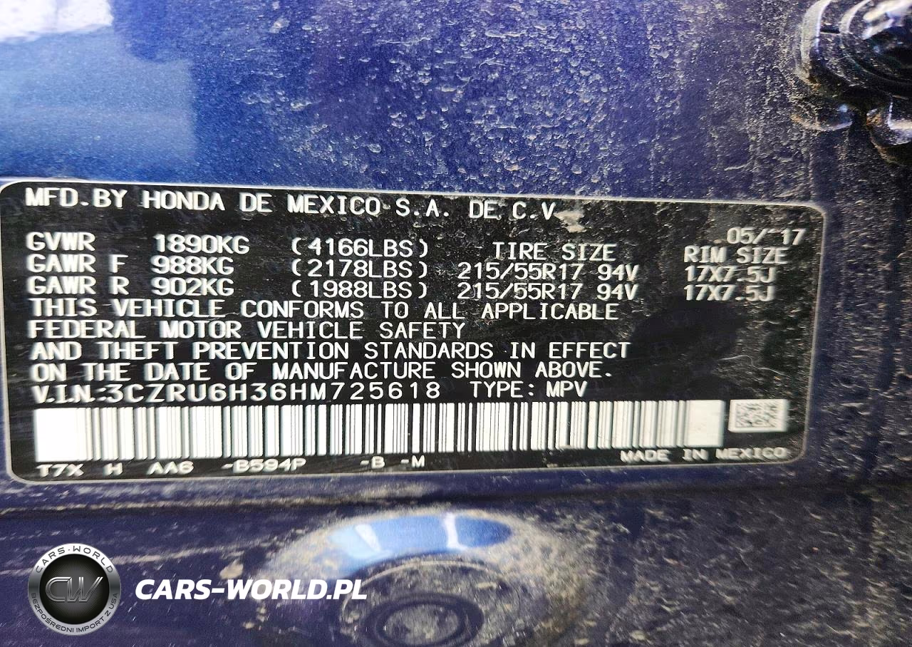 2017 Honda Hr-V Lx VIN:3CZRU6H36HM725618 - 12