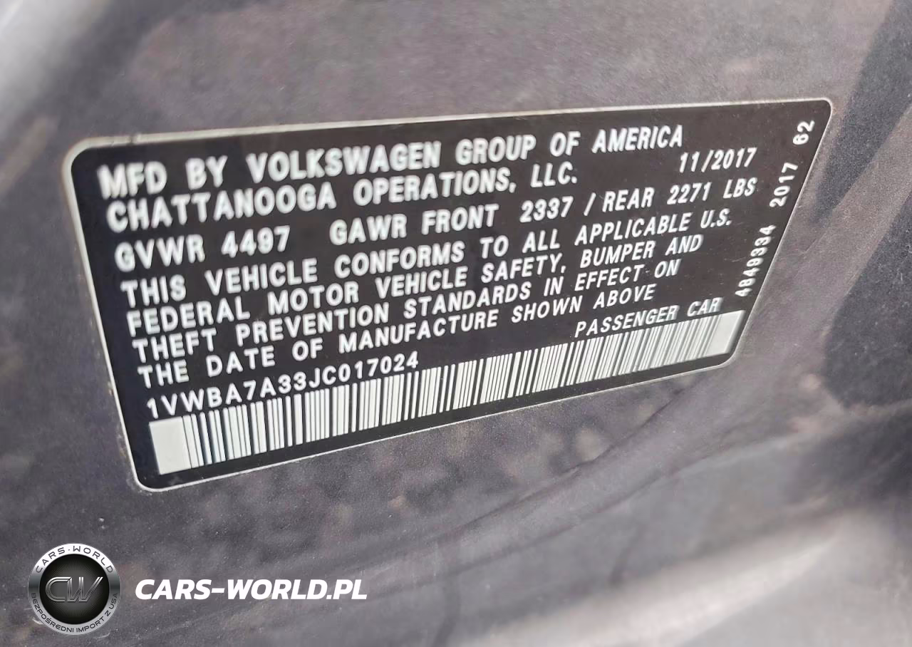 2018 Volkswagen Passat Se VIN:1VWBA7A33JC017024 - 12