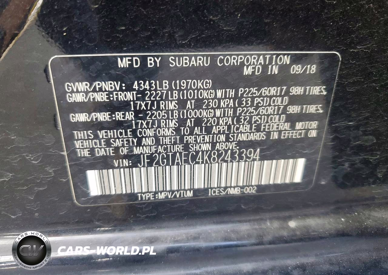 2019 Subaru Crosstrek Premium VIN:JF2GTAEC4K8243394 - 12