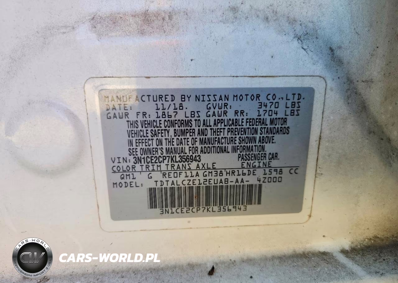 2019 Nissan Versa Note S VIN:3N1CE2CP7KL356943 - 12