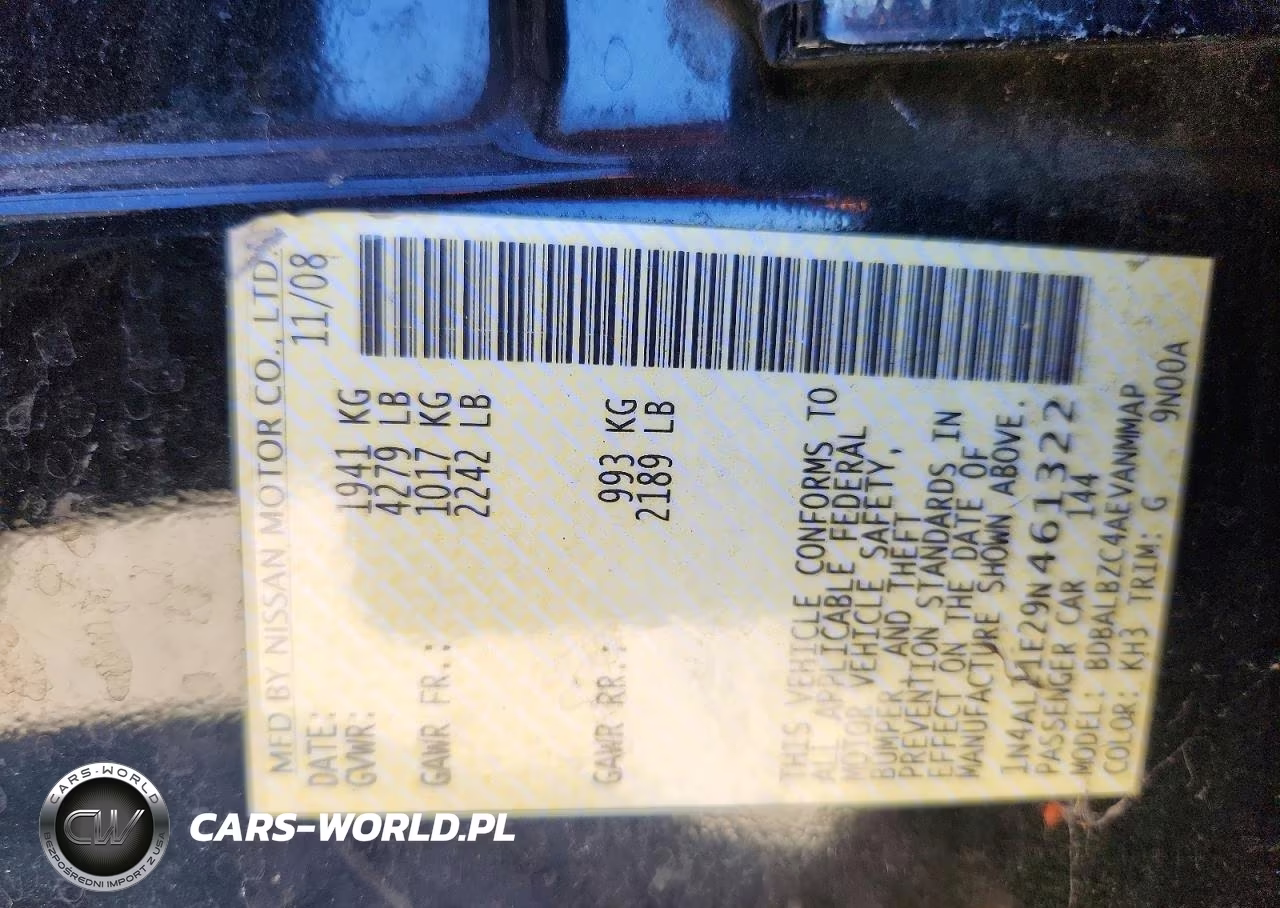 2009 Nissan Altima 2.5 VIN:1N4AL21E29N461322 - 12