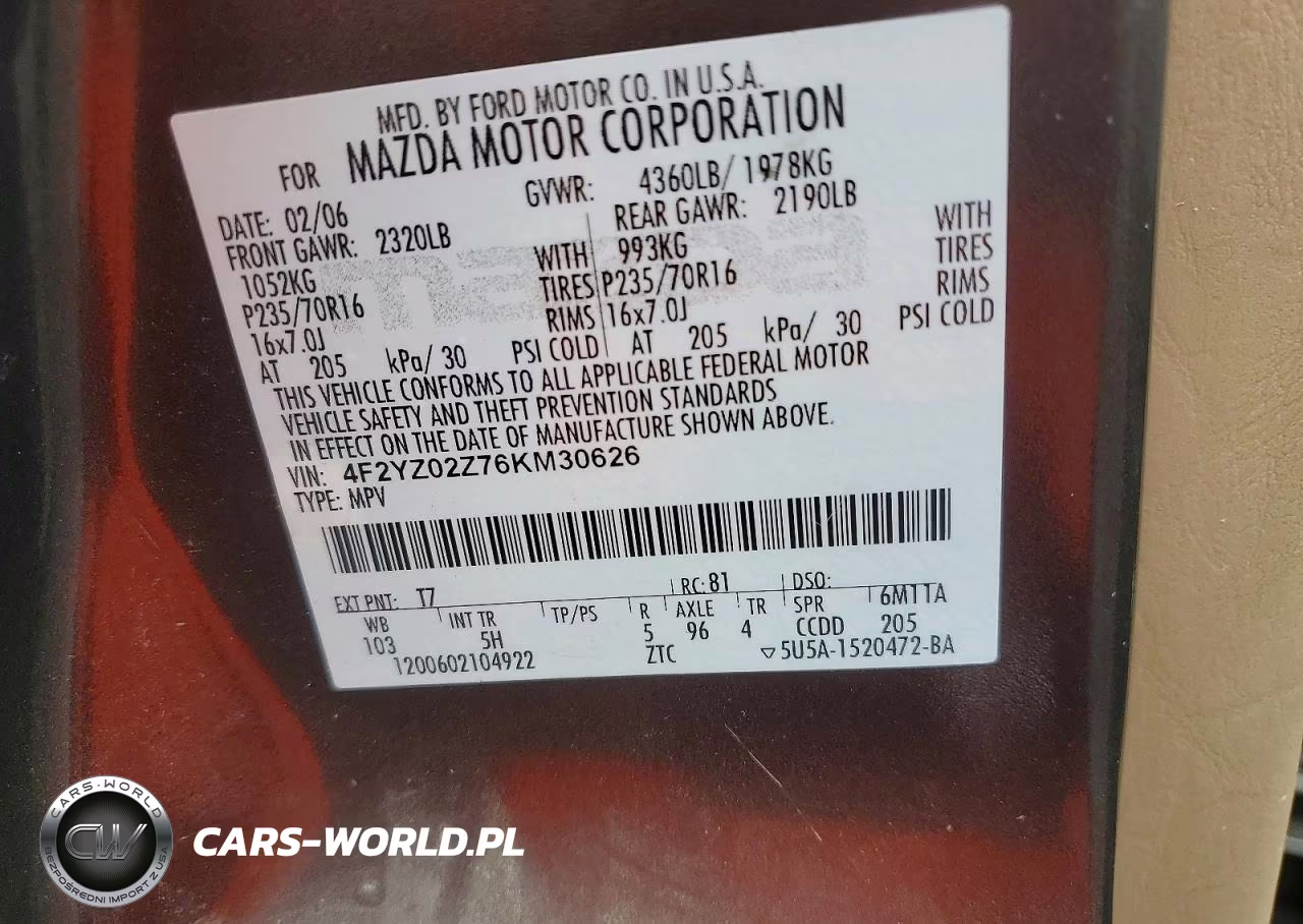 2006 Mazda Tribute I VIN:4F2YZ02Z76KM30626 - 13