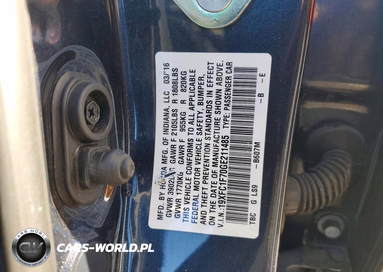 2016 Honda Civic Exl VIN:19XFC1F70GE211485 - 12
