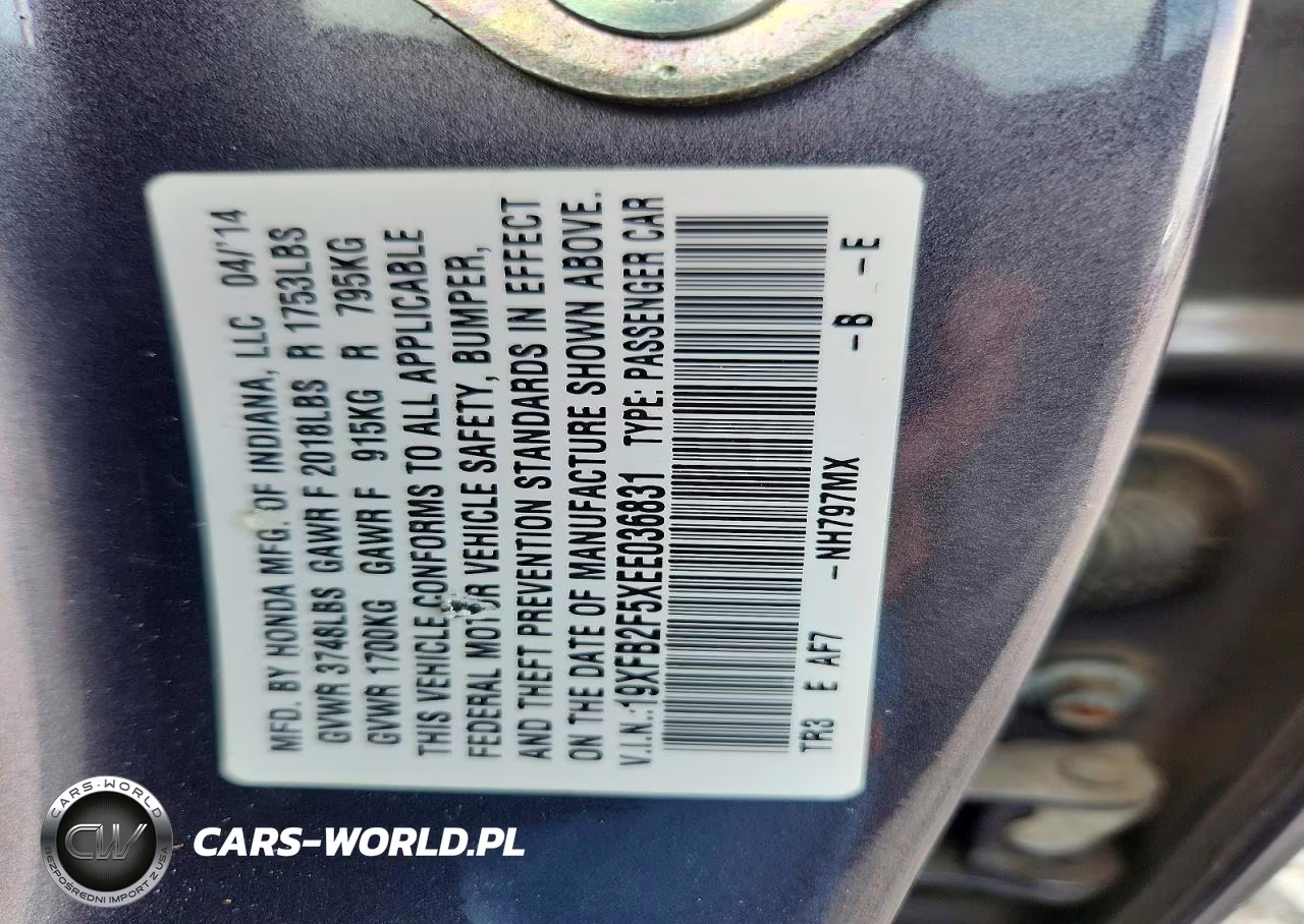 2014 Honda Civic Lx VIN:19XFB2F5XEE036831 - 12