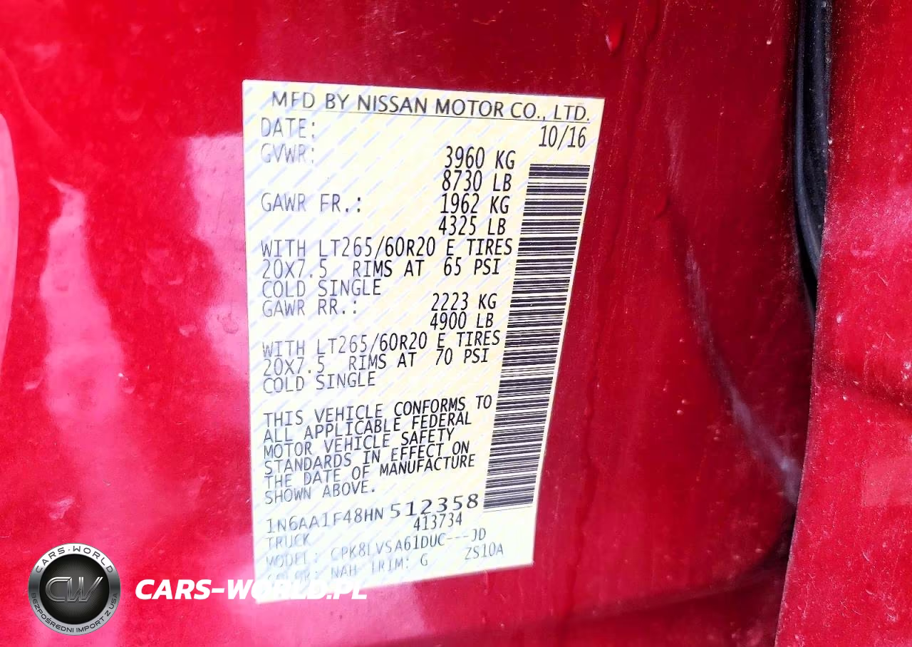 2017 Nissan Titan Xd Sl VIN:1N6AA1F48HN512358 - 12