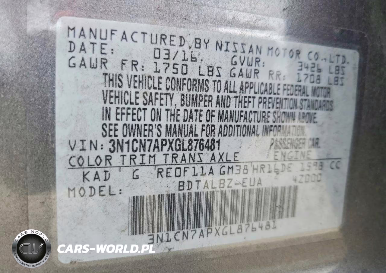 2016 Nissan Versa 1.6 Sv VIN:3N1CN7APXGL876481 - 13