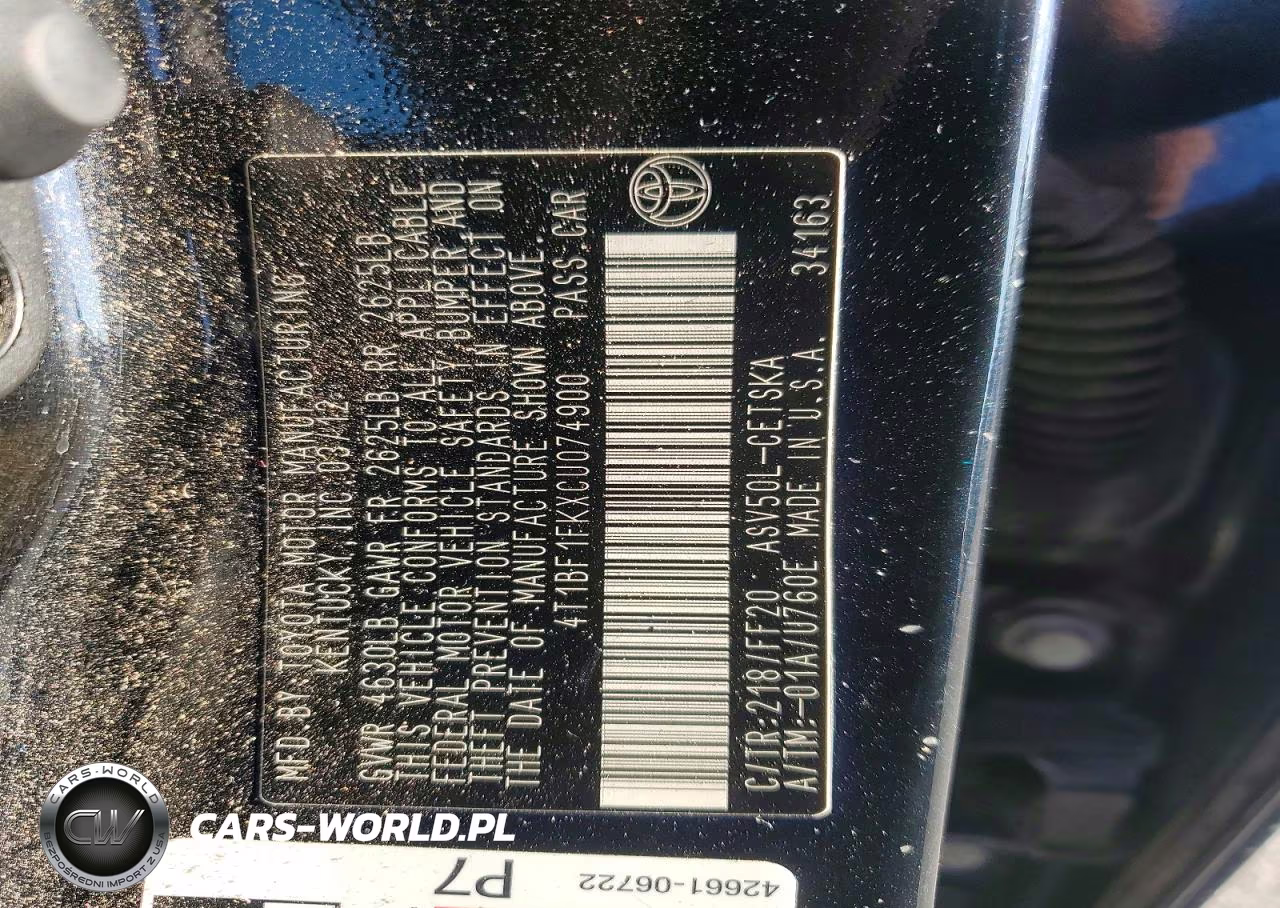 2012 Toyota Camry Se VIN:4T1BF1FKXCU074900 - 12