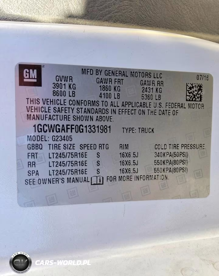2016 Chevrolet Express G2500 VIN:1GCWGAFF0G1331981 - 14