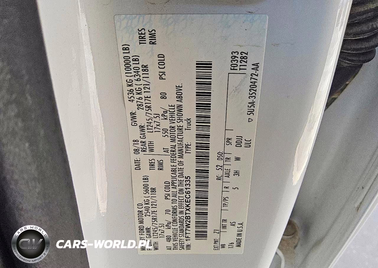 2019 Ford F250 Super Duty VIN:1FT7W2BTXKEC61335 - 12