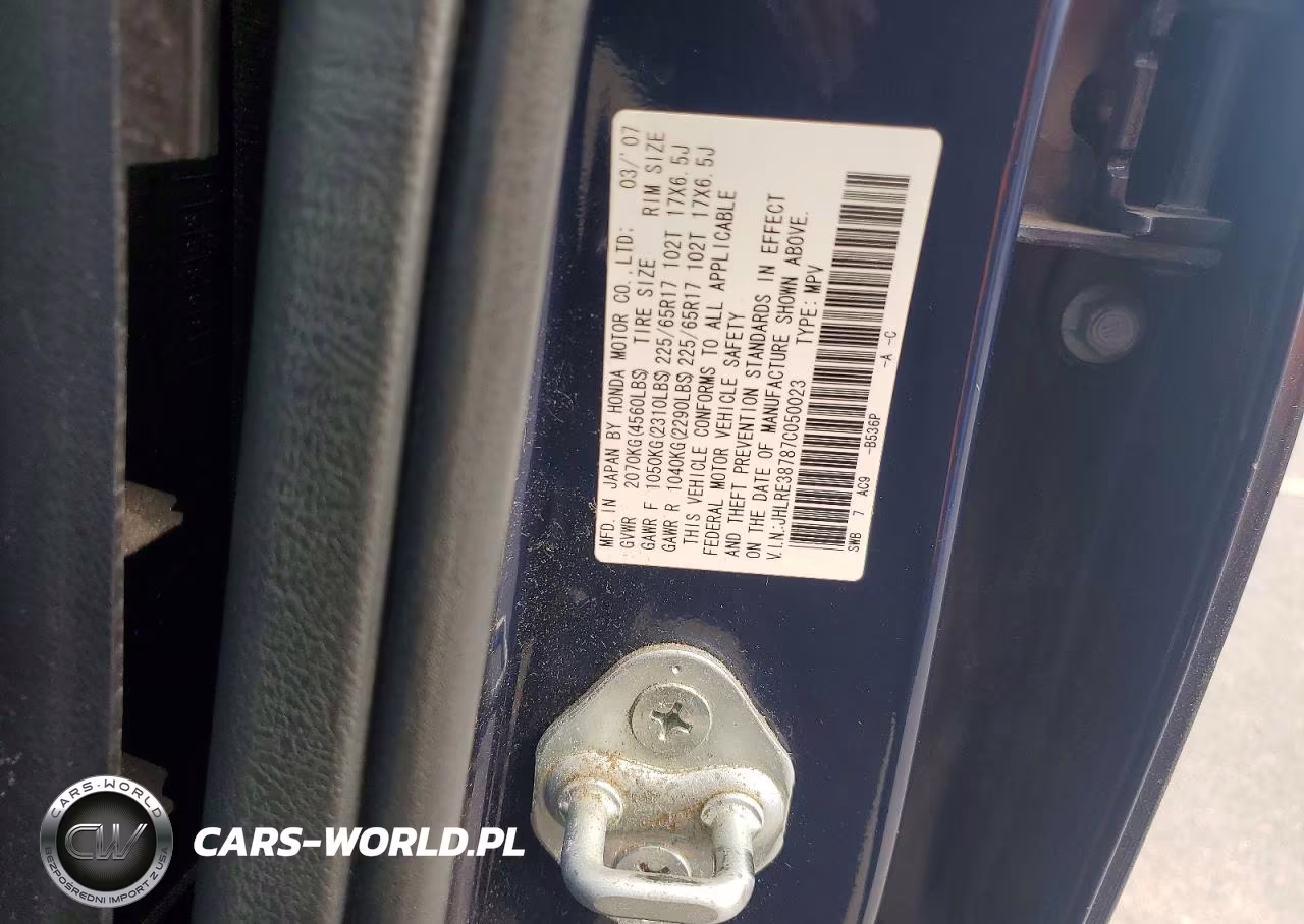 2007 Honda Cr-V Exl VIN:JHLRE38787C050023 - 14