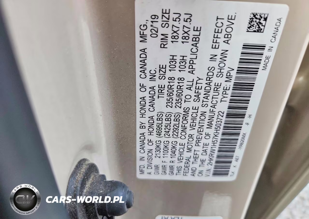 2019 Honda Cr-V Ex VIN:2HKRW1H57KH503722 - 14