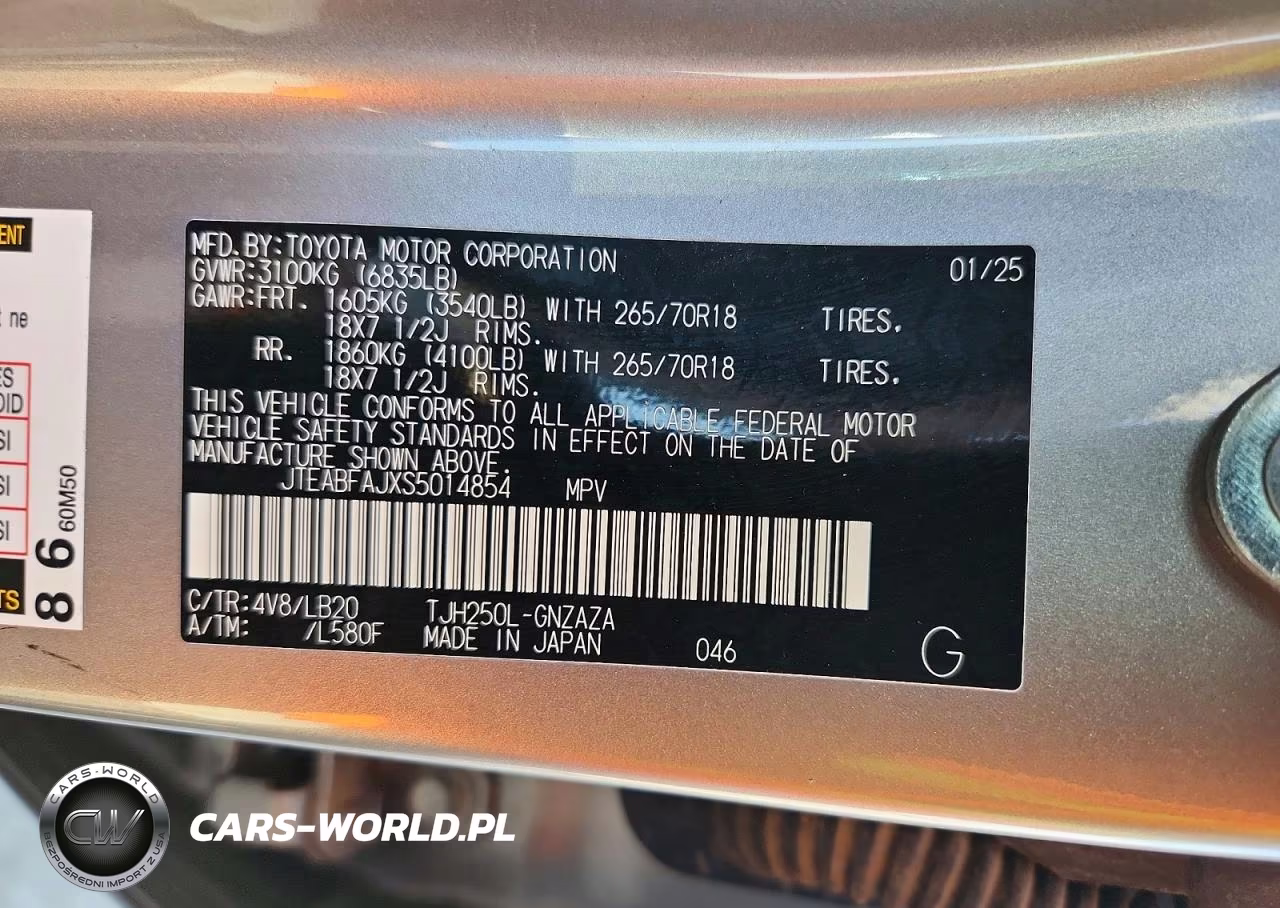 2025 Toyota Land Cruiser VIN:JTEABFAJXS5014854 - 13