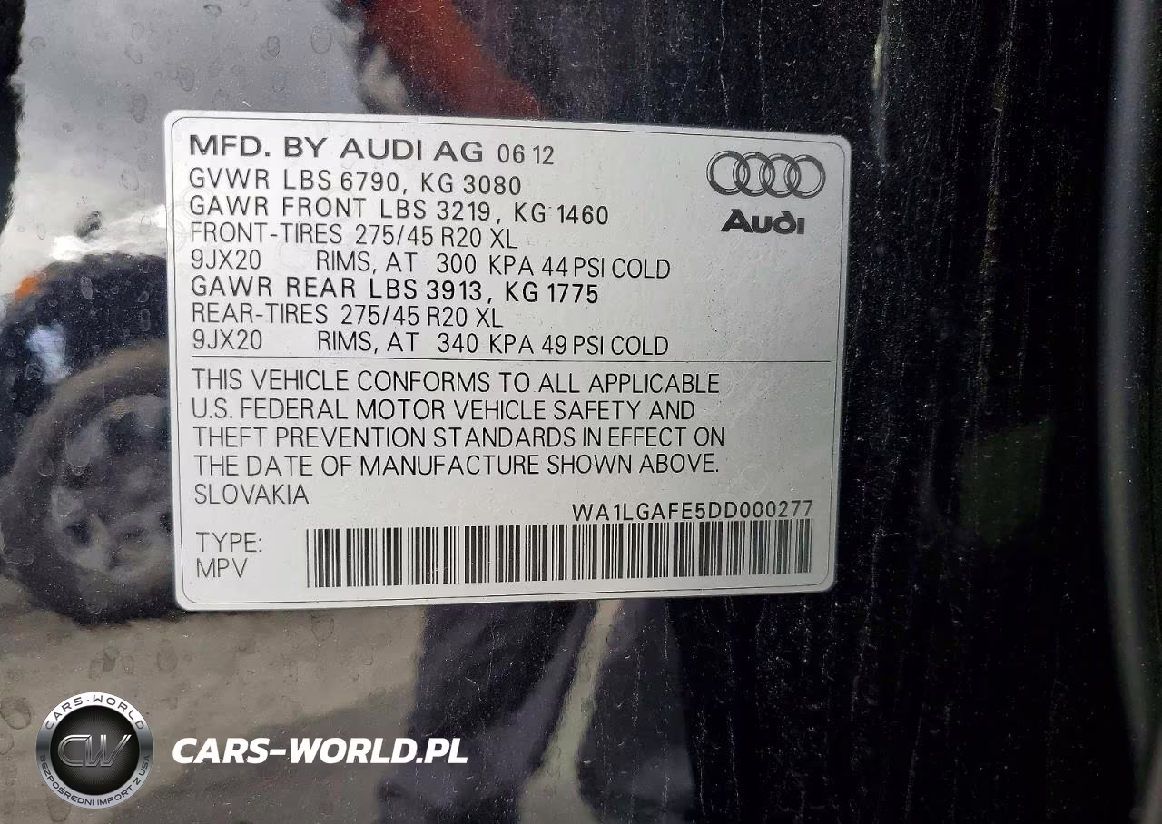 2013 Audi Q7 Premium Plus VIN:WA1LGAFE5DD000277 - 13