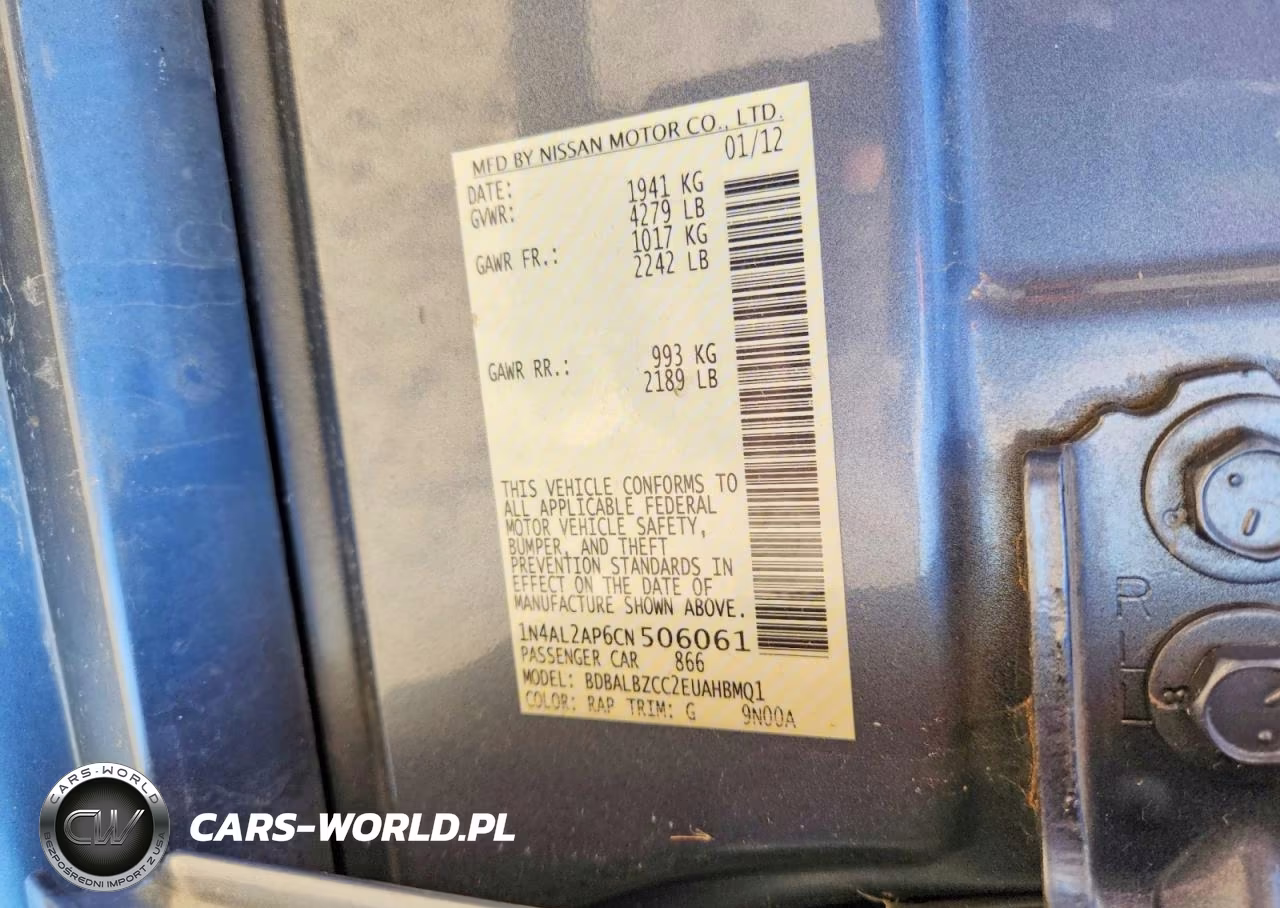 2012 Nissan Altima 2.5 VIN:1N4AL2AP6CN506061 - 12