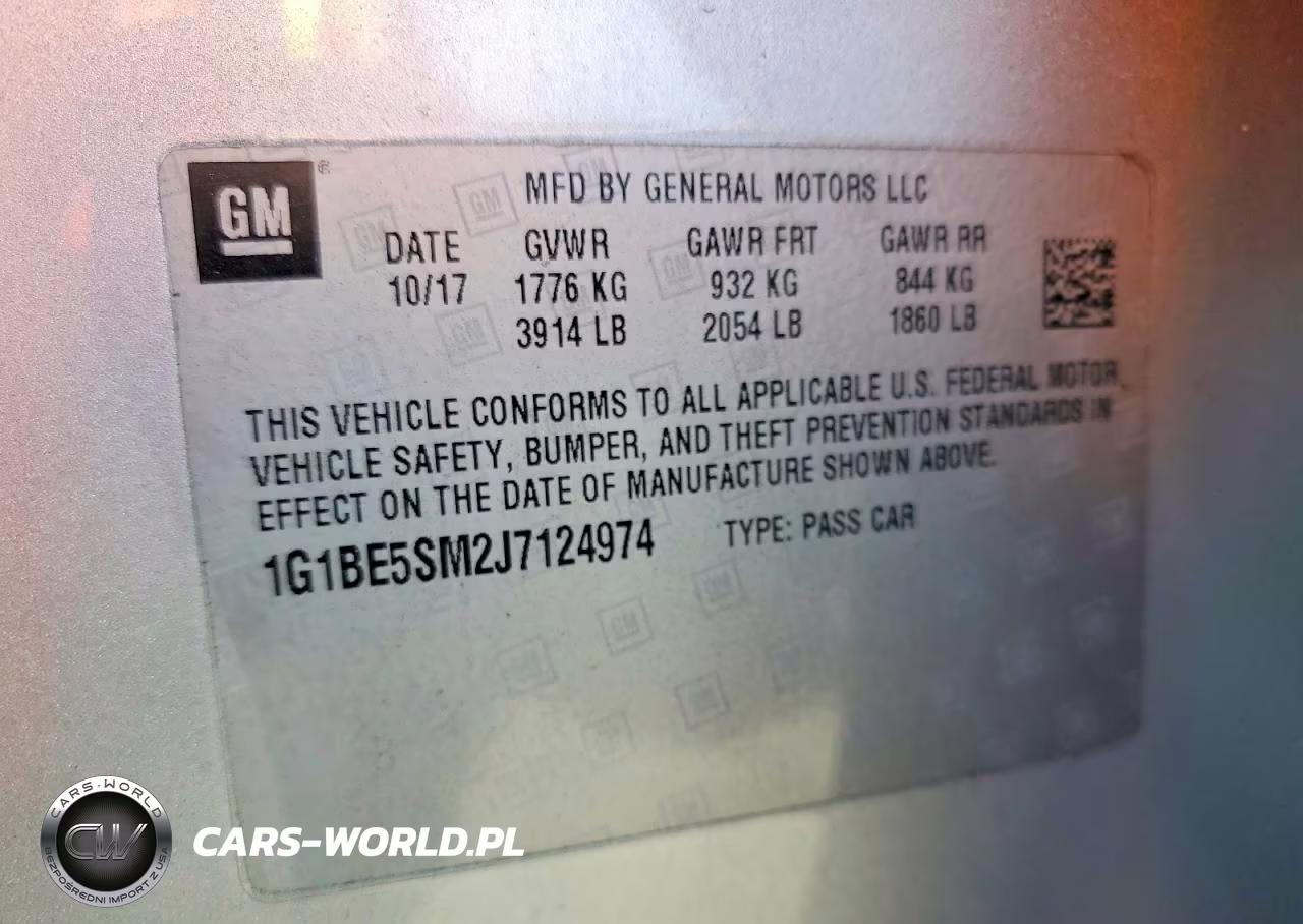 2018 Chevrolet Cruze Lt VIN:1G1BE5SM2J7124974 - 12