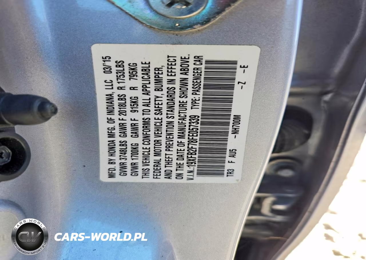 2015 Honda Civic Se VIN:19XFB2F78FE057339 - 12