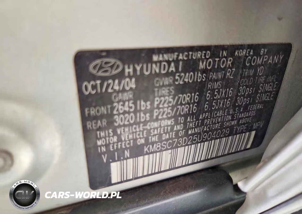 2005 Hyundai Santa Fe Gls VIN:KM8SC73D25U904029 - 13