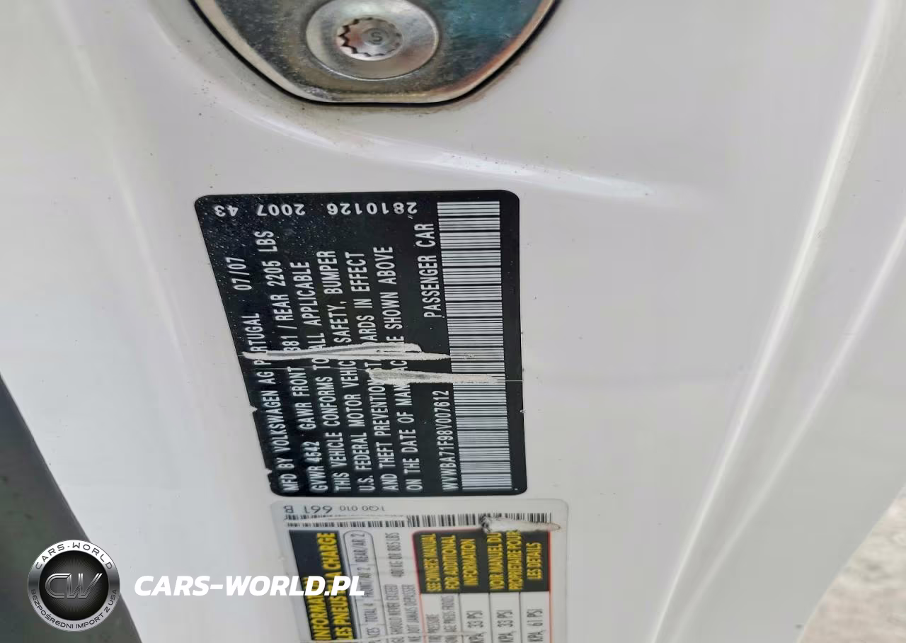 2008 Volkswagen Eos Komfort-Turbo VIN:WVWBA71F98V007612 - 12
