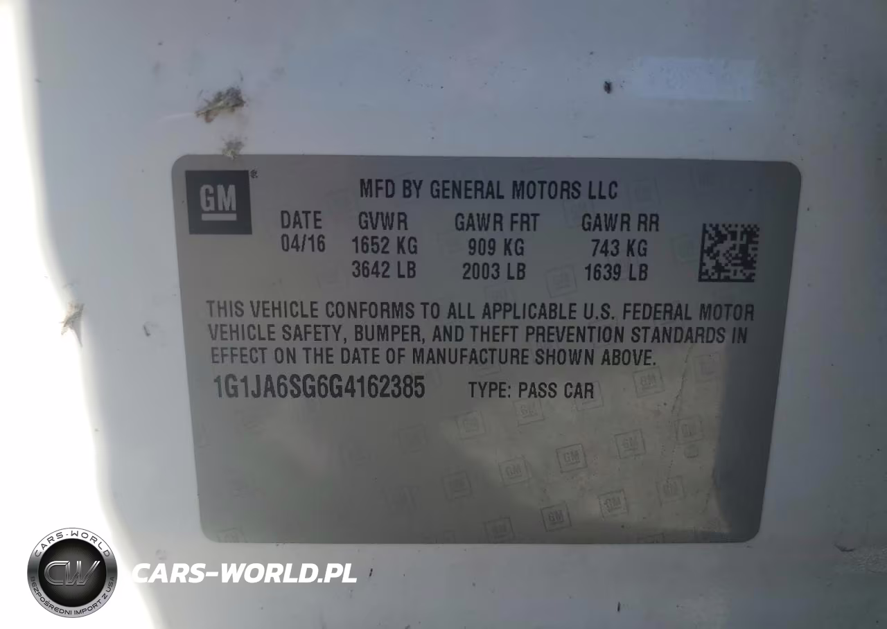 2016 Chevrolet Sonic VIN:1G1JA6SG6G4162385 - 12