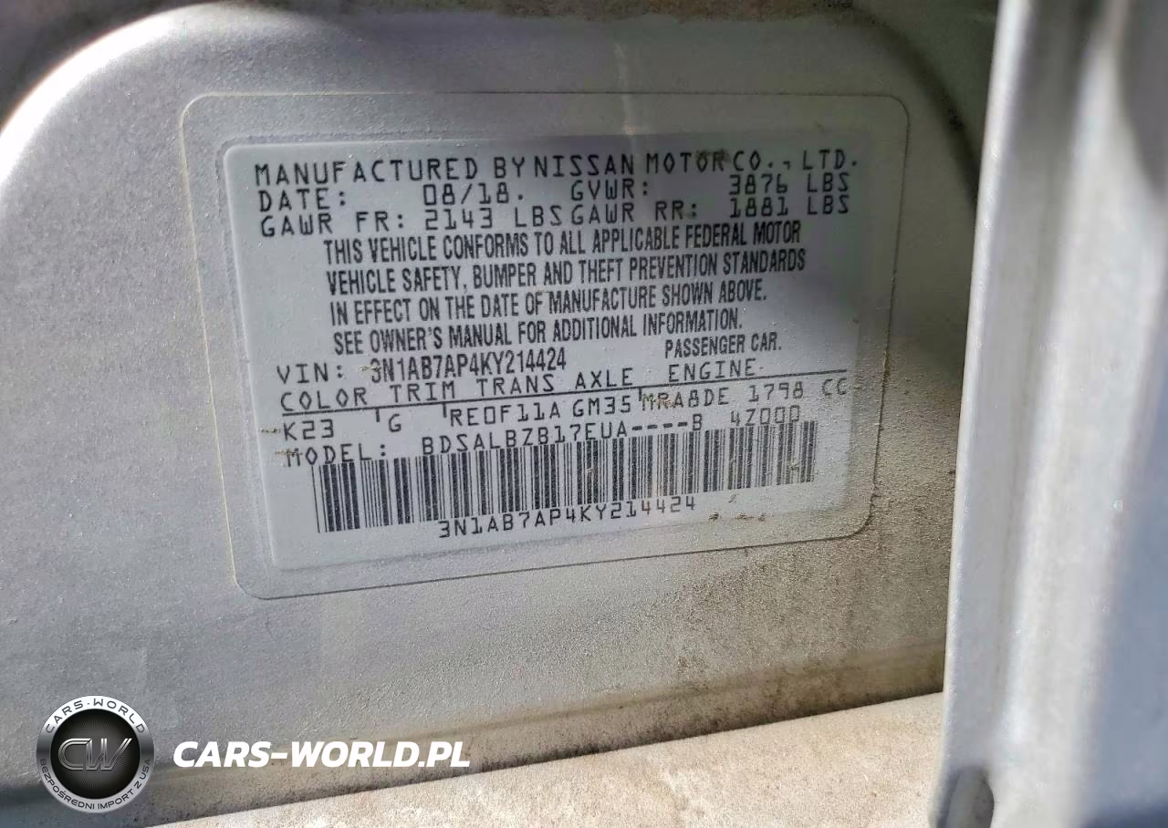 2019 Nissan Sentra S VIN:3N1AB7AP4KY214424 - 13