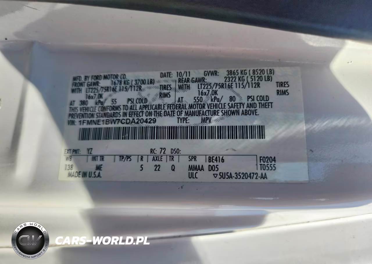 2012 Ford Econoline E150 Wagon VIN:1FMNE1BW7CDA20429 - 13