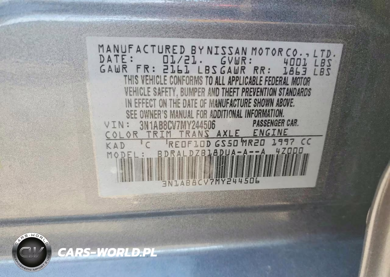 2021 Nissan Sentra Sv VIN:3N1AB8CV7MY244506 - 12