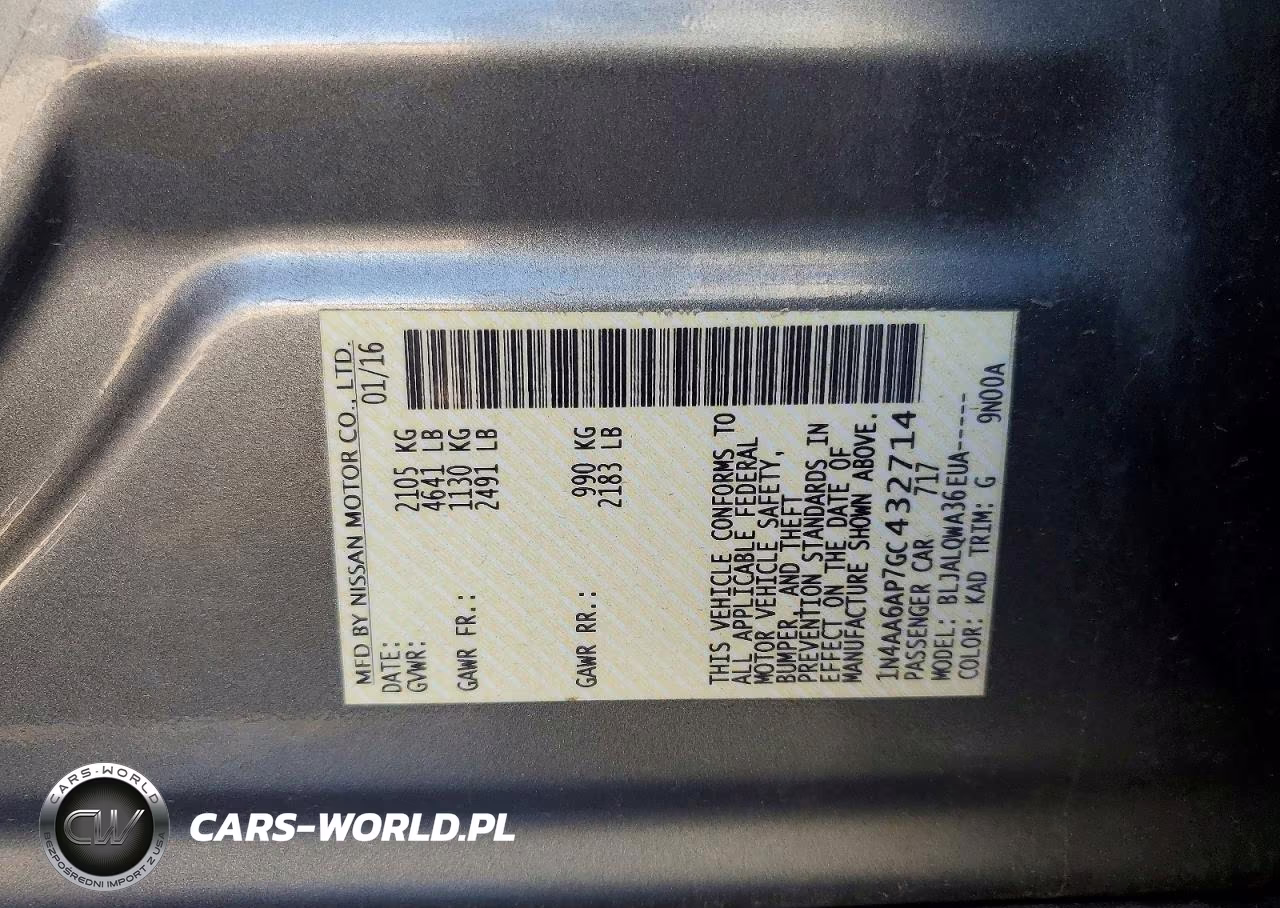 2016 Nissan Maxima 3.5 S VIN:1N4AA6AP7GC432714 - 13