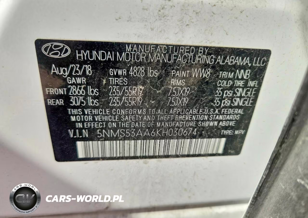 2019 Hyundai Santa Fe Limited 2.0T VIN:5NMS53AA6KH030674 - 13