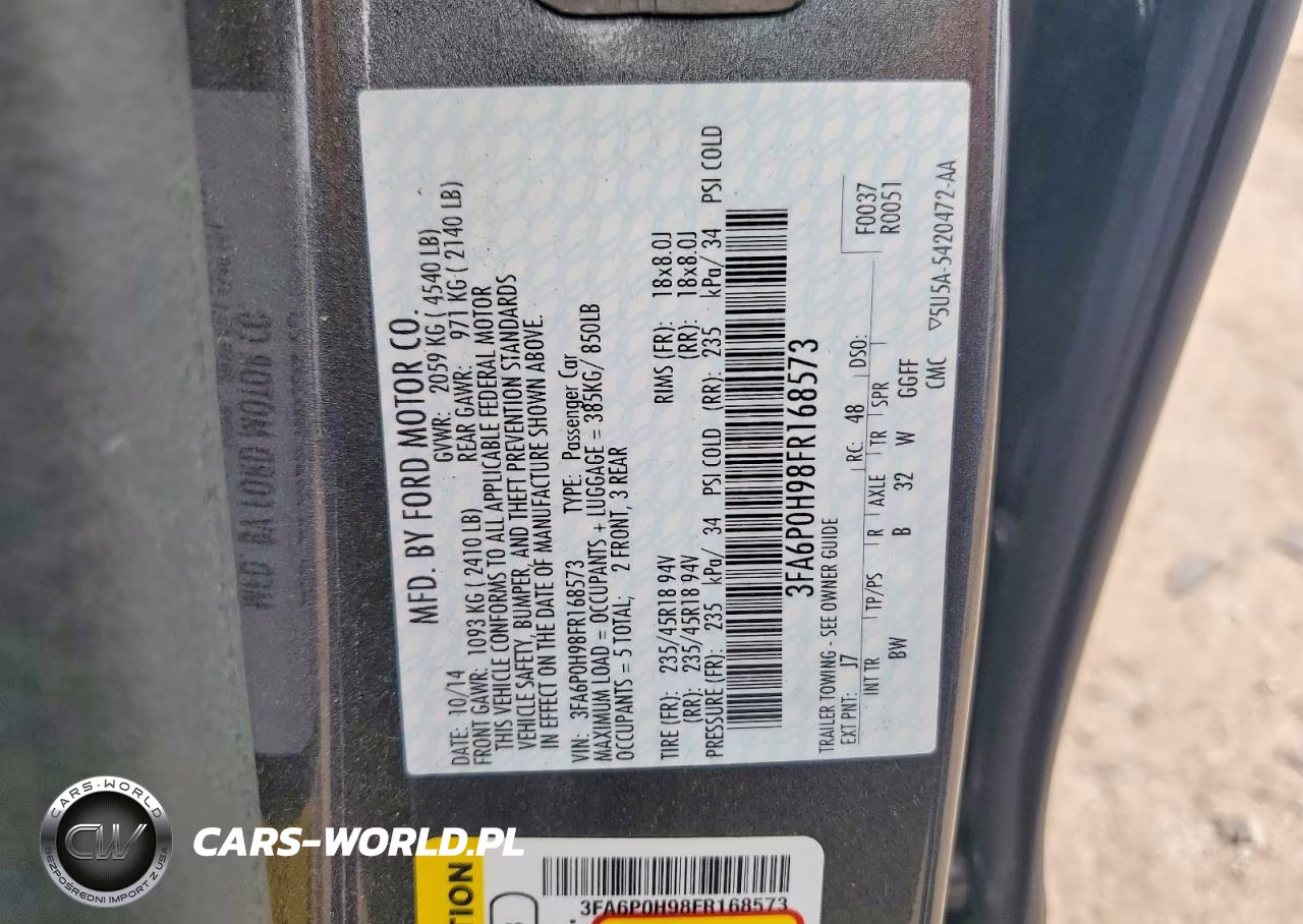 2015 Ford Fusion Se VIN:3FA6P0H98FR168573 - 12