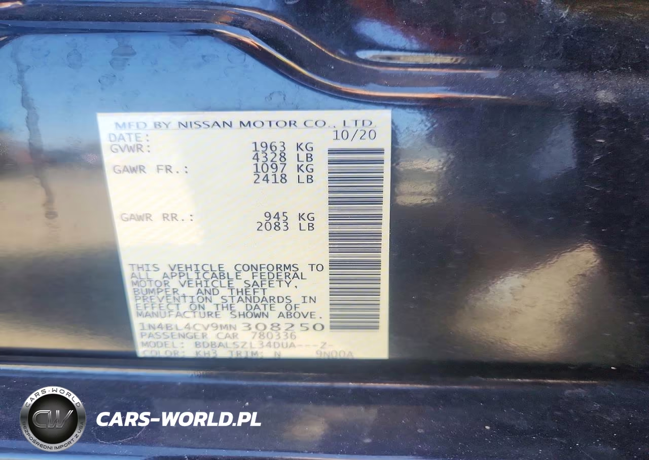 2021 Nissan Altima Sr VIN:1N4BL4CV9MN308250 - 13