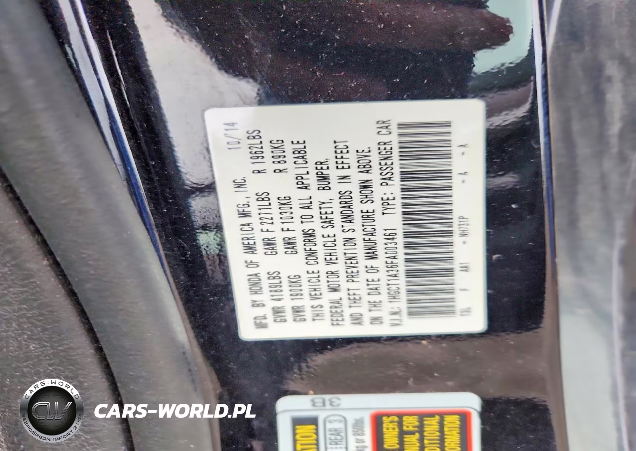 2015 Honda Accord Lx-S VIN:1HGCT1A36FA003461 - 12