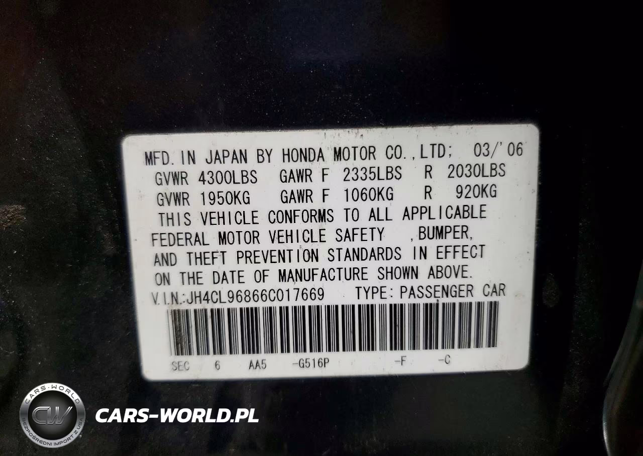 2006 Acura Tsx VIN:JH4CL96866C017669 - 12