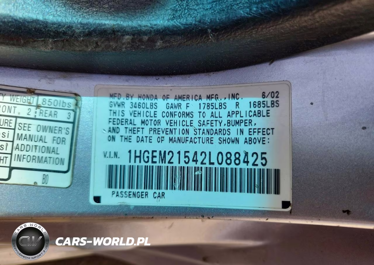 2002 Honda Civic Lx VIN:1HGEM21542L088425 - 12
