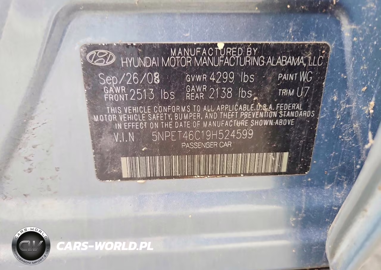 2009 Hyundai Sonata Gls VIN:5NPET46C19H524599 - 12