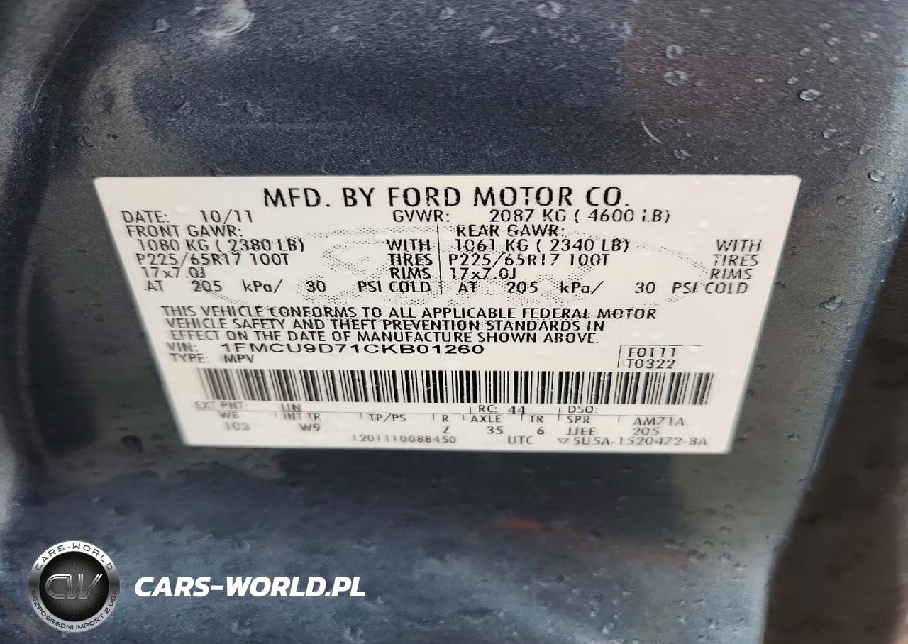 2012 Ford Escape Xlt VIN:1FMCU9D71CKB01260 - 13