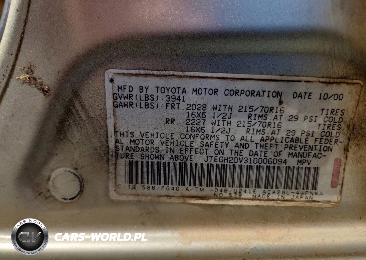 2001 Toyota Rav4 Base VIN:JTEGH20V310006094 - 14