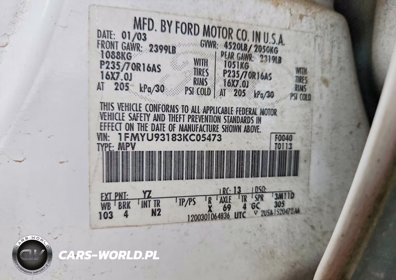 2003 Ford Escape Xlt VIN:1FMYU93183KC05473 - 12