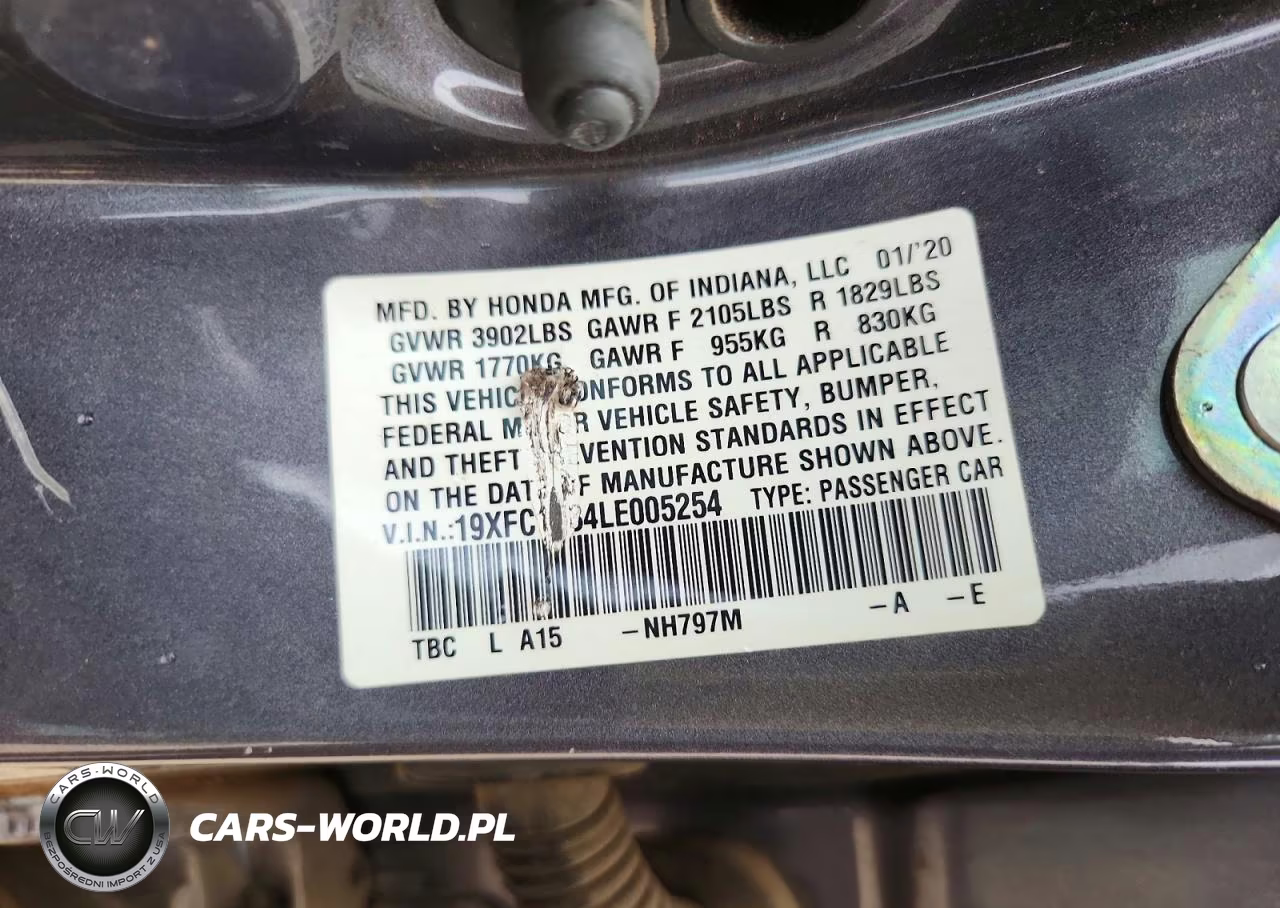 2020 Honda Civic Ex VIN:19XFC1F34LE005254 - 13