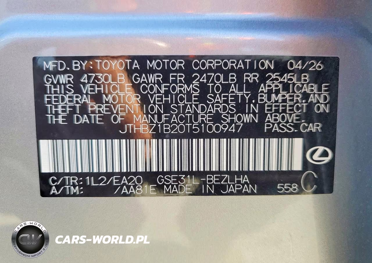2026 Lexus Is 350 F Sport Design VIN:JTHBZ1B20T5100947 - 12