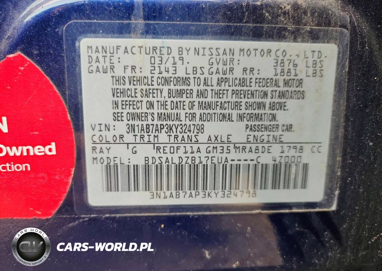 2019 Nissan Sentra Sv VIN:3N1AB7AP3KY324798 - 13