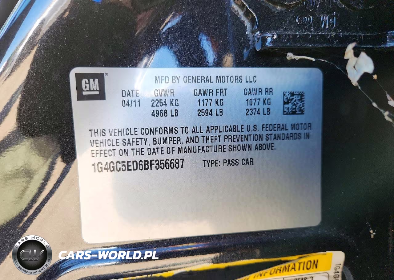 2011 Buick Lacrosse Cxl VIN:1G4GC5ED6BF356687 - 12