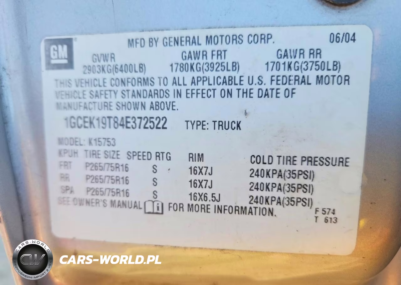 2004 Chevrolet Silverado K1500 VIN:1GCEK19T84E372522 - 12