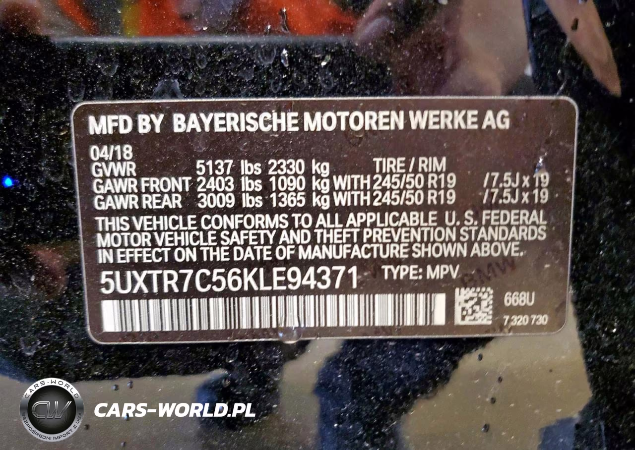 2019 BMW X3 Sdrive30I VIN:5UXTR7C56KLE94371 - 12