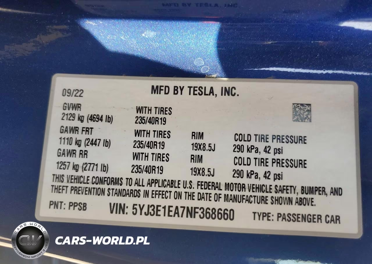 2022 Tesla Model 3 VIN:5YJ3E1EA7NF368660 - 12