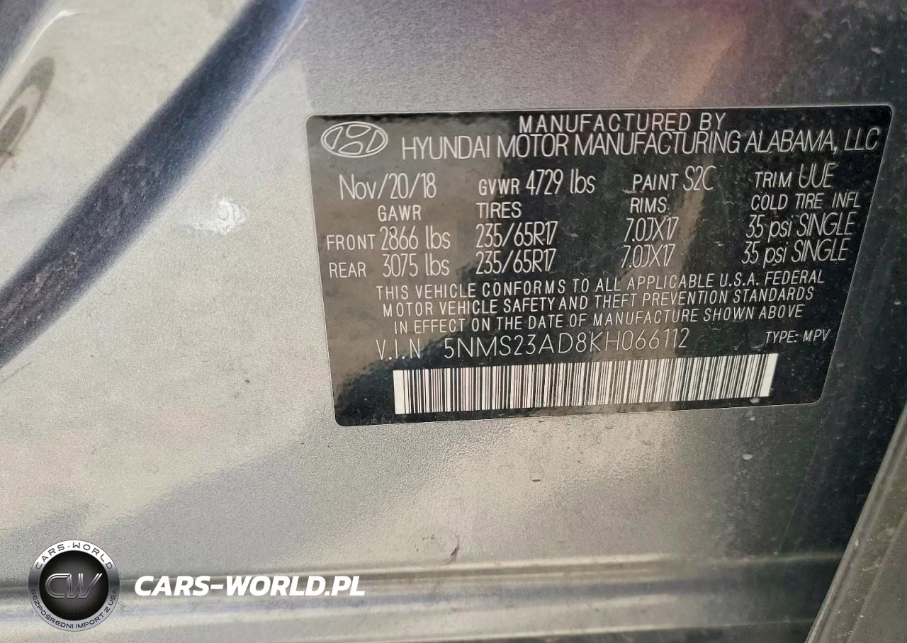 2019 Hyundai Santa Fe Se VIN:5NMS23AD8KH066112 - 14