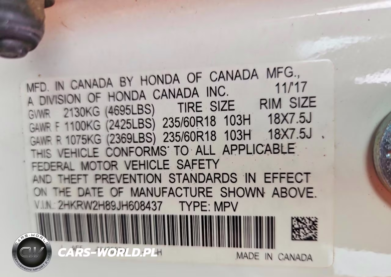 2018 Honda Cr-V Exl VIN:2HKRW2H89JH608437 - 14