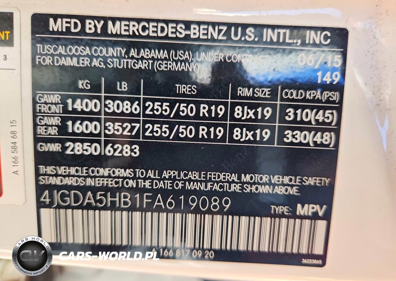 2015 Mercedes-Benz Ml 350 4Matic VIN:4JGDA5HB1FA619089 - 12