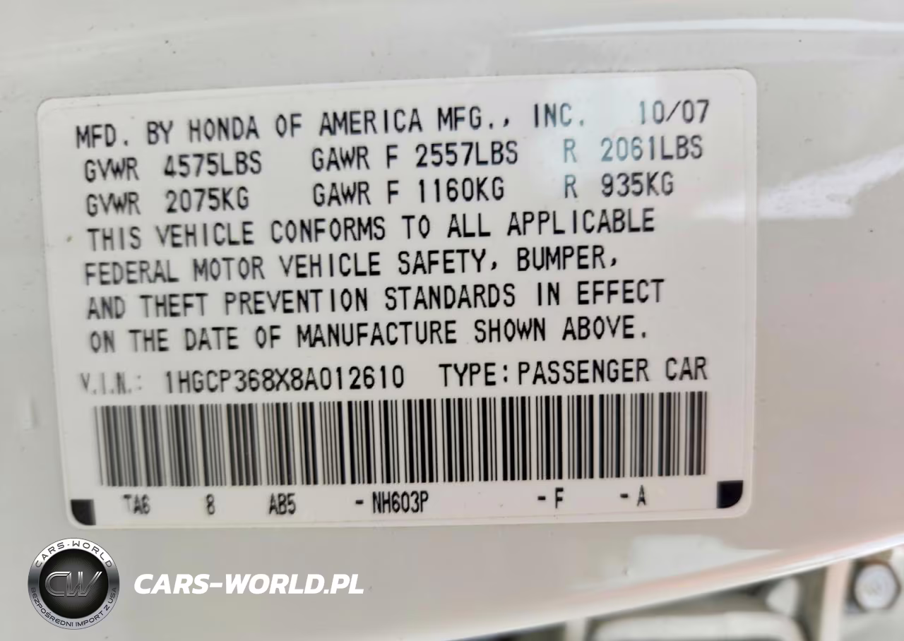 2008 Honda Accord Exl VIN:1HGCP368X8A012610 - 13